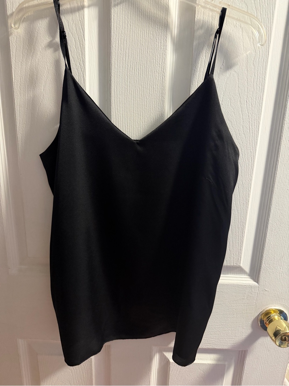 Black V-Neck Satin Cami Top